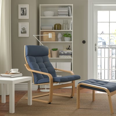 POÄNG Armchair, oak veneer/Gunnared blue