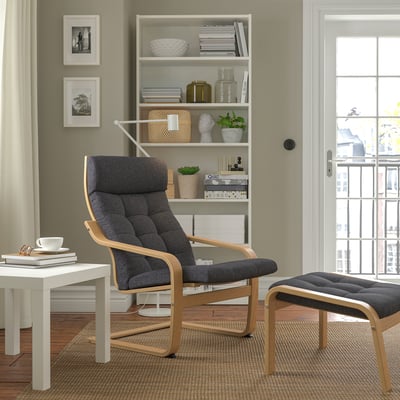 POÄNG Armchair, oak veneer/Gunnared dark grey