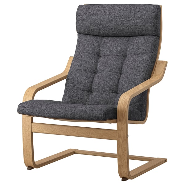 POÄNG Armchair, oak veneer/Gunnared dark grey