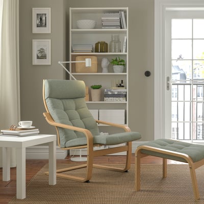 POÄNG Armchair, oak veneer/Gunnared light green