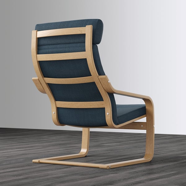 POÄNG Armchair, oak veneer/Hillared dark blue