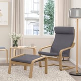 POÄNG Armchair, oak veneer/Skiftebo dark grey