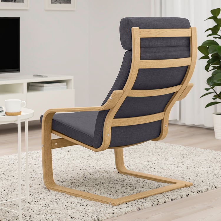 POÄNG armchair, oak veneer/Skiftebo dark grey IKEA