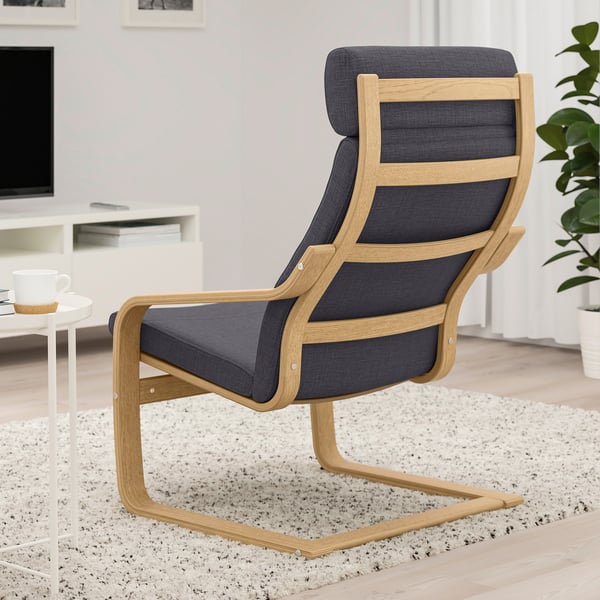 POÄNG Armchair, oak veneer/Skiftebo dark grey