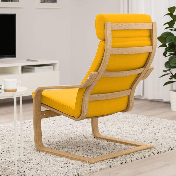 POÄNG Armchair, oak veneer/Skiftebo yellow