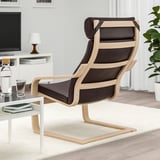 POÄNG Armchair, white stained oak veneer/Glose dark brown
