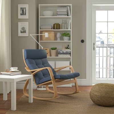 POÄNG Rocking-chair, oak veneer/Gunnared blue