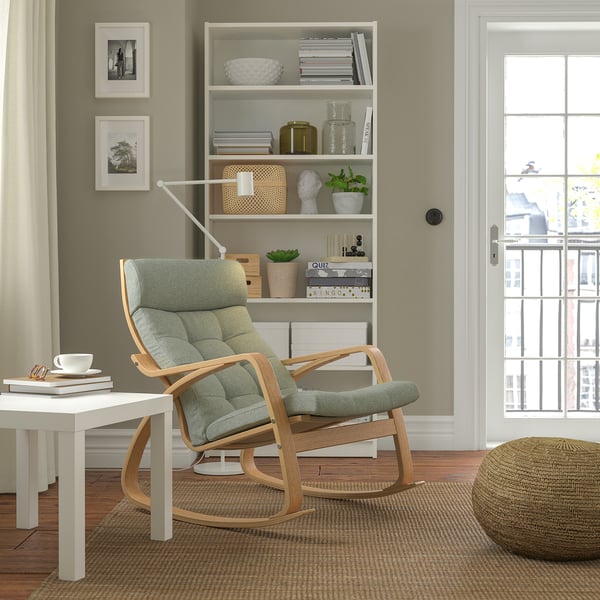 POÄNG Rocking-chair, oak veneer/Gunnared light green