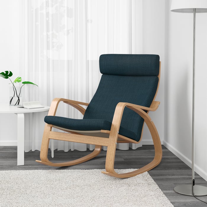 POÄNG rocking chair, Hillared dark blue, 12.37 kg IKEA