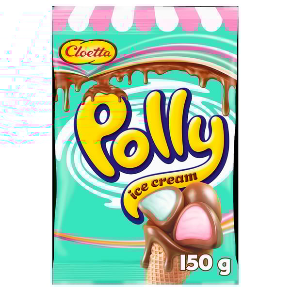 POLLY Soft foam dragees, ice cream flavour raspberry/pear caramel, 150 g