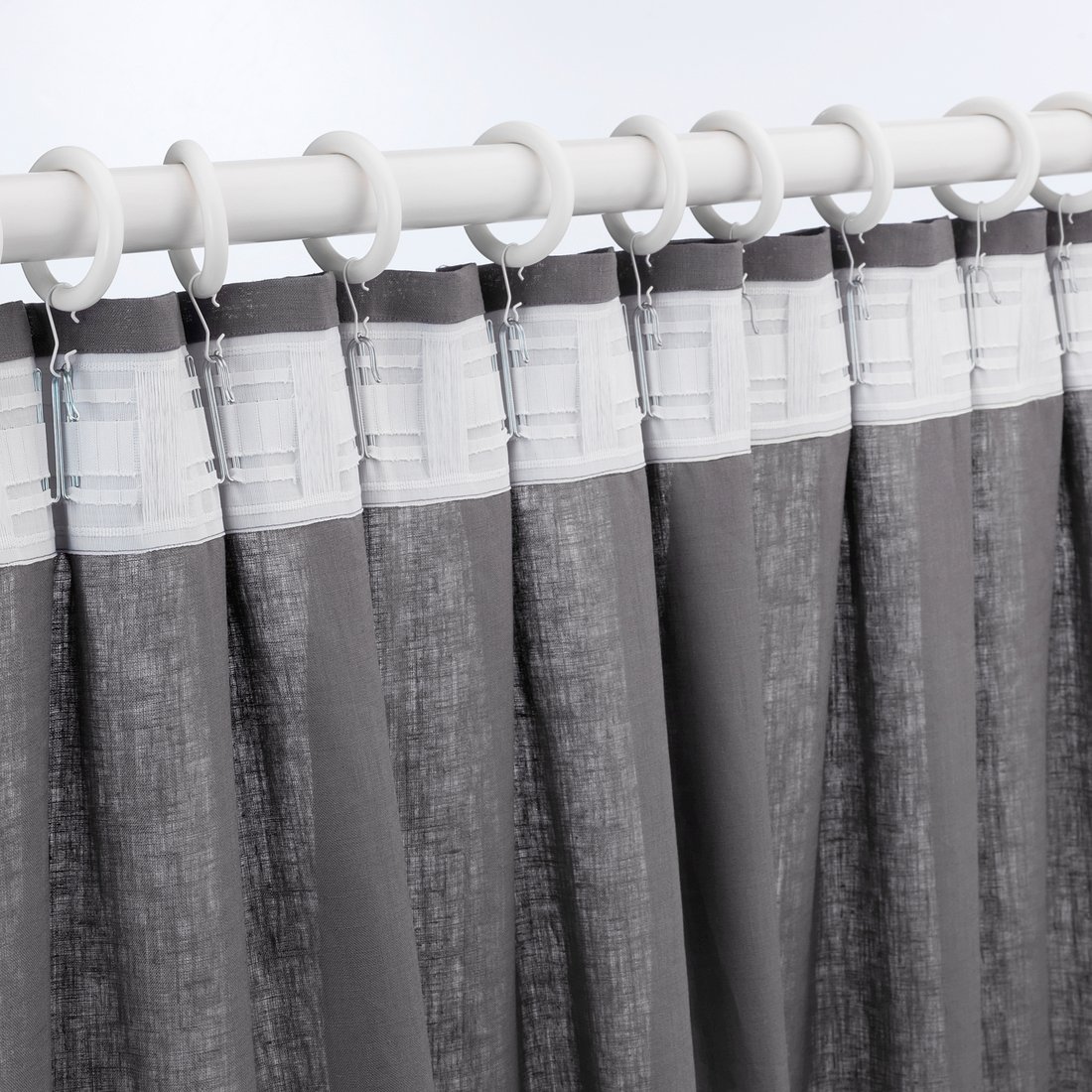 PORTION white stained, Curtain ring with clip and hook IKEA