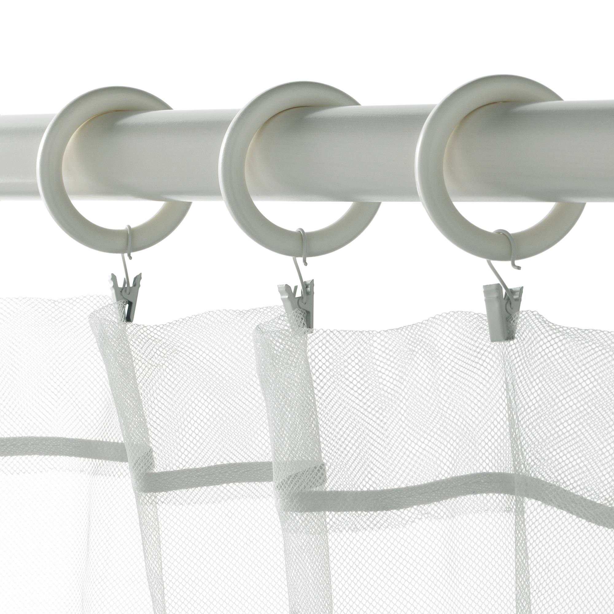 PORTION white stained, Curtain ring with clip and hook IKEA