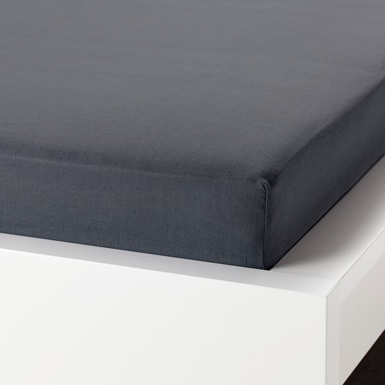 PUDERVIVA dark grey, Fitted sheet, Super king IKEA