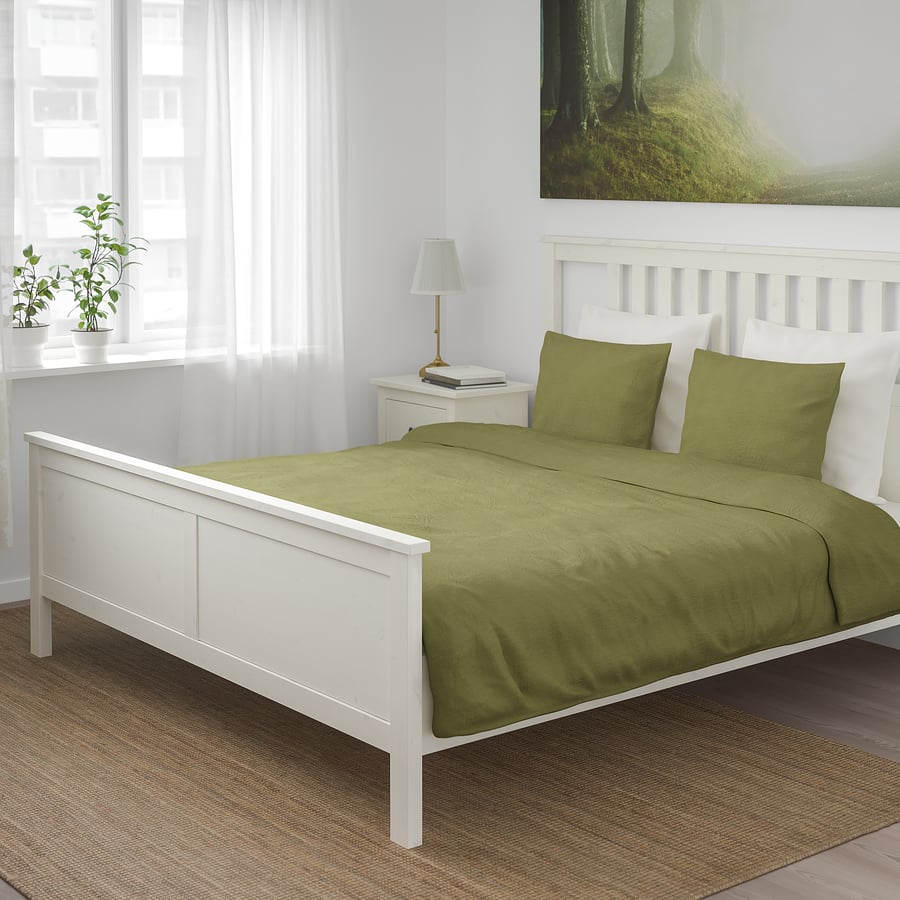 PUDERVIVA light olivegreen, Quilt cover and 2 pillowcases, 240x220