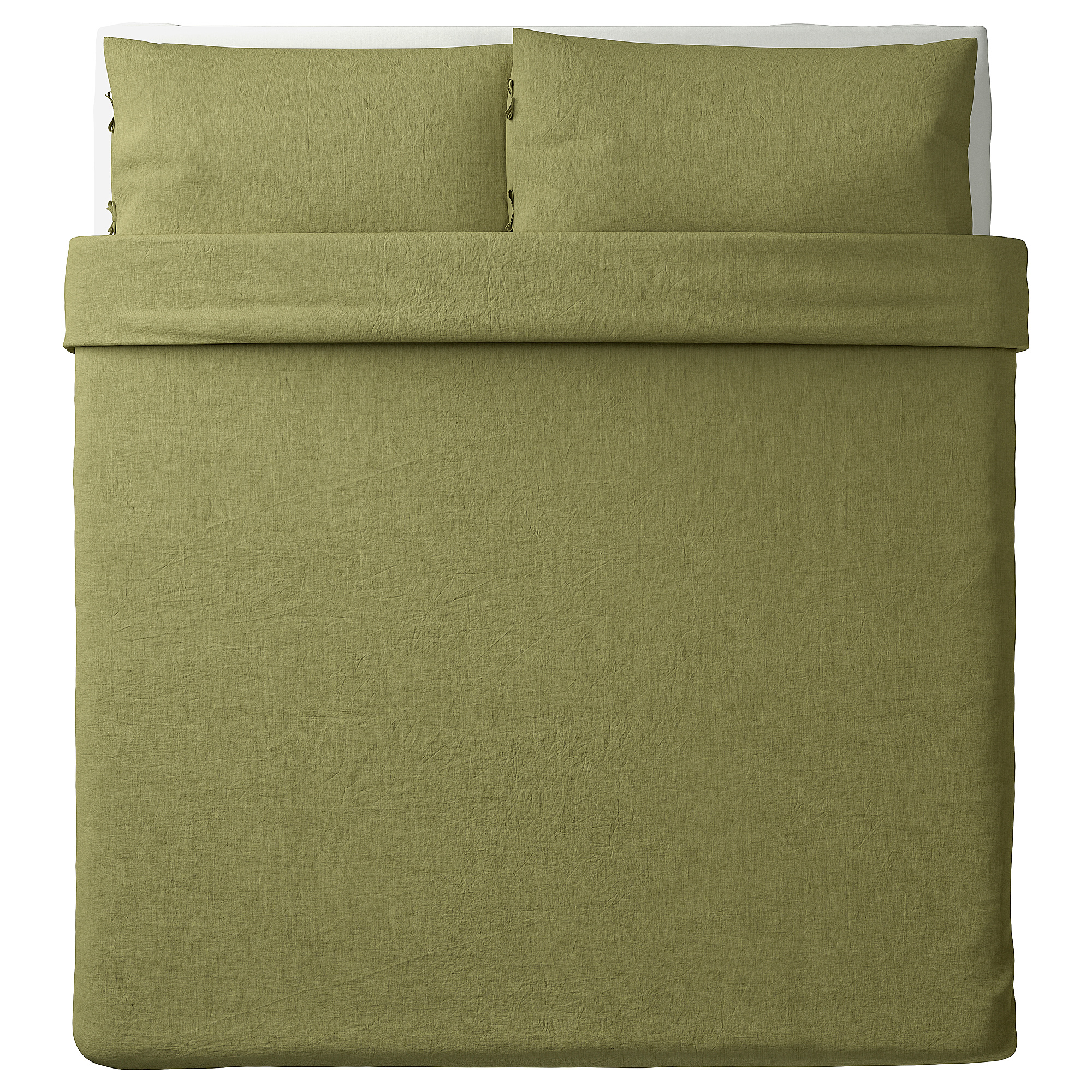 PUDERVIVA light olivegreen, Quilt cover and 2 pillowcases, 240x220