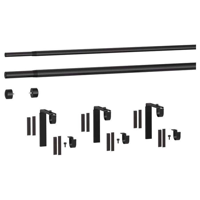 RÄCKA / HUGAD double curtain rod combination, black, 210385 cm IKEA