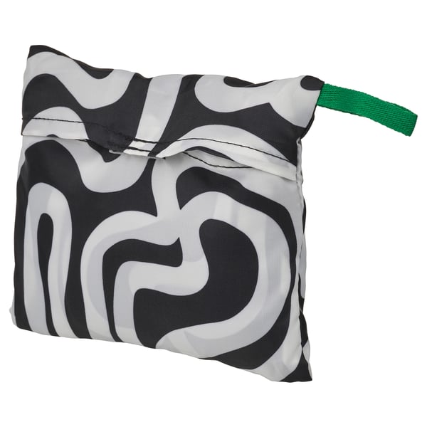 RÄCKLA Bag, foldable, patterned/black white, 48x36 cm/20 l