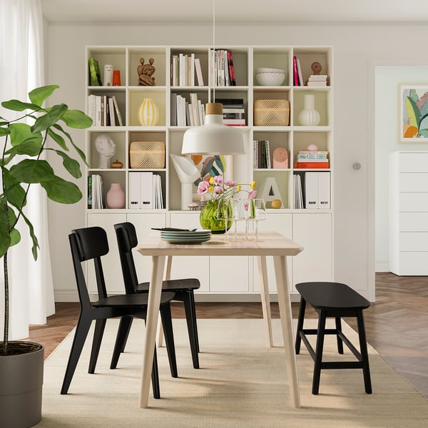 RÄVSTEN Bench, black, 93 cm