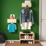 RAGGBERG Coat rack with shelf, pine, 40x21x17 cm