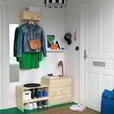 RAGGBERG Coat rack with shelf, pine, 40x21x17 cm