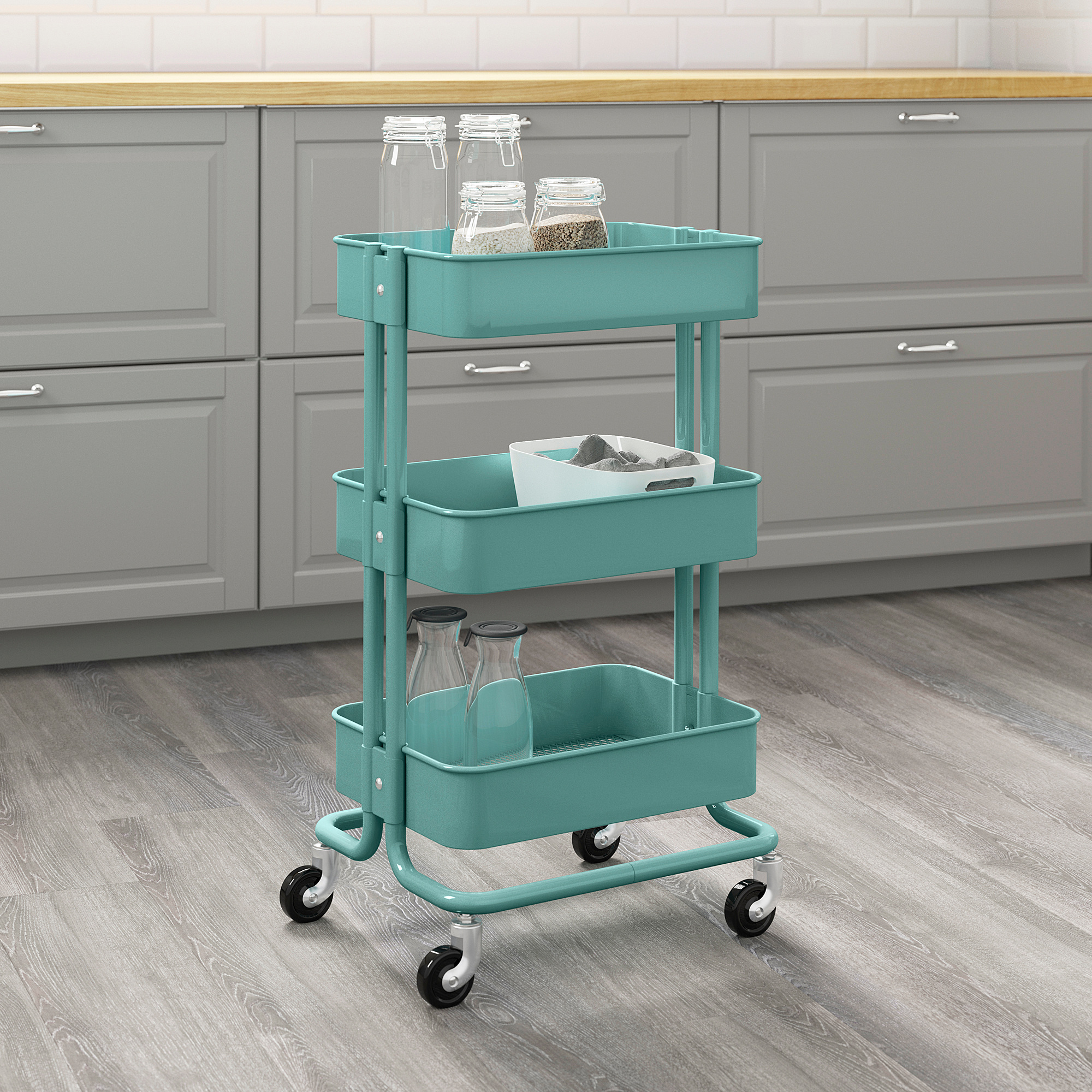 RÅSKOG turquoise, Trolley, 35x45x78 cm IKEA