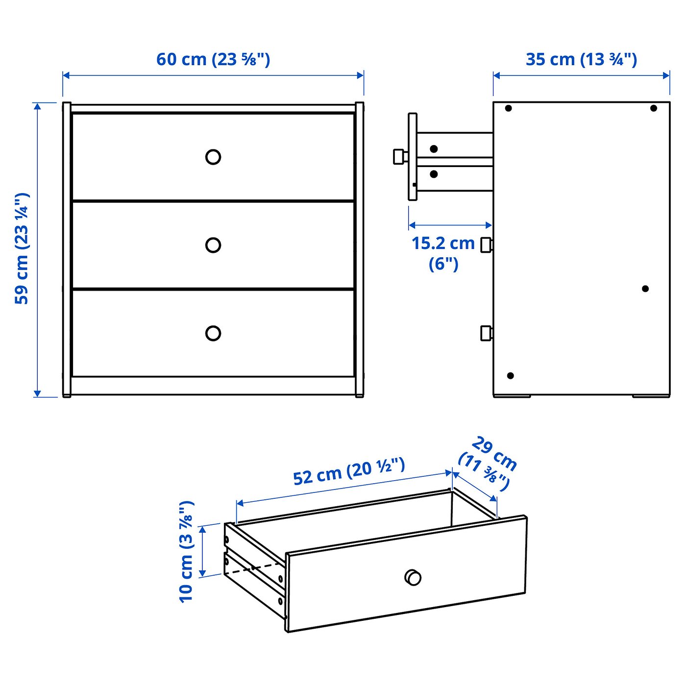 RAST chest of 3 drawers, pine, 60x35x59 cm - IKEA UK