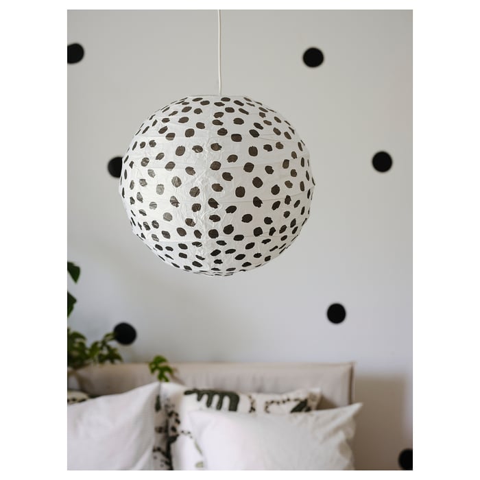 REGOLIT Pendant lamp shade, white/black handmade, 45 cm IKEA