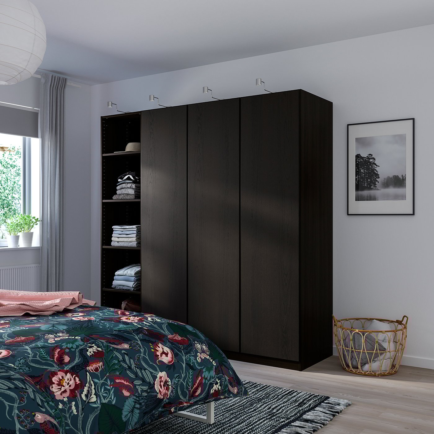 REPVÅG blackbrown stained oak veneer, Door with hinges, 50x195 cm IKEA