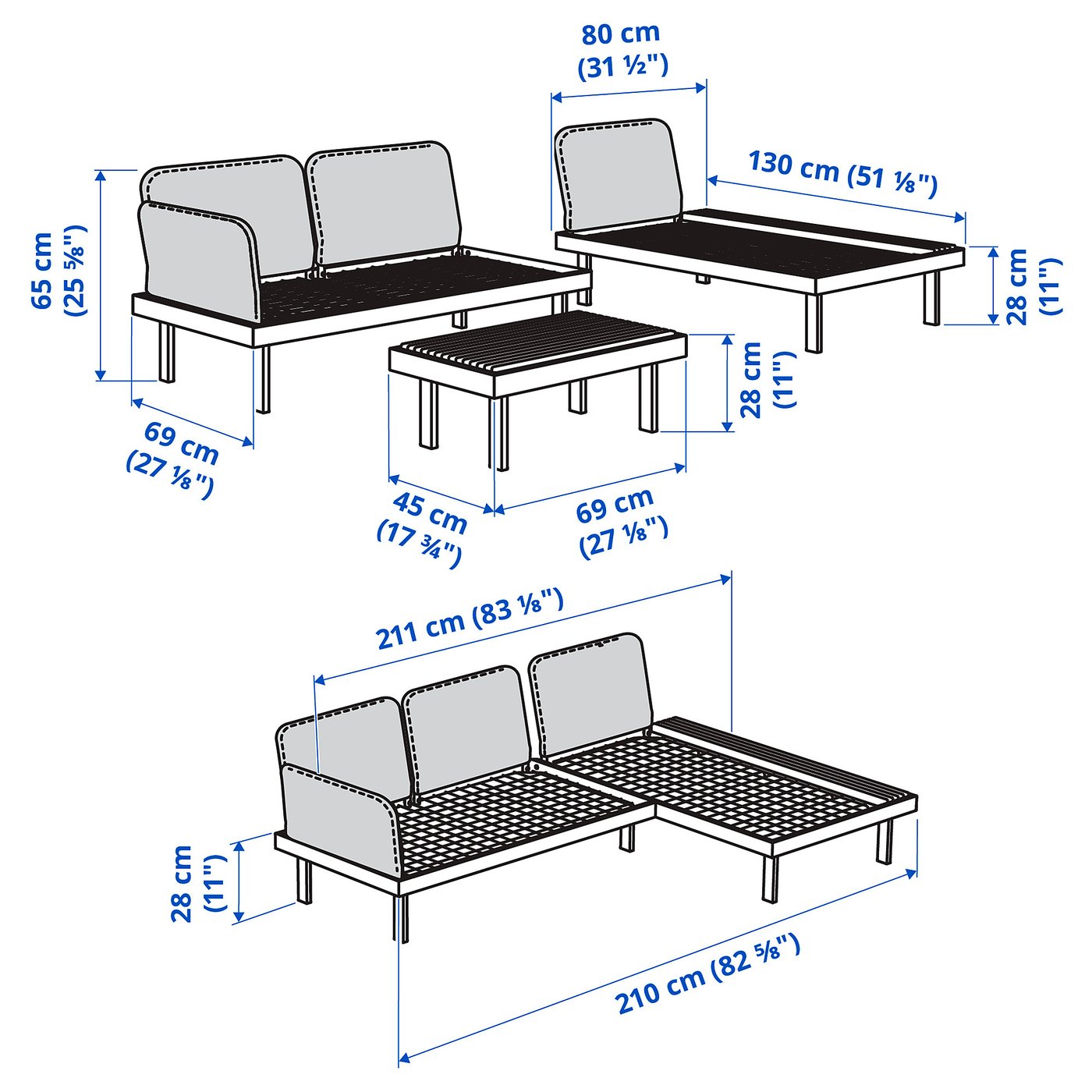 REVSKÄR 3-seat conversation set - anthracite outdoor