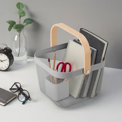 RISATORP Basket, grey, 25x26x18 cm