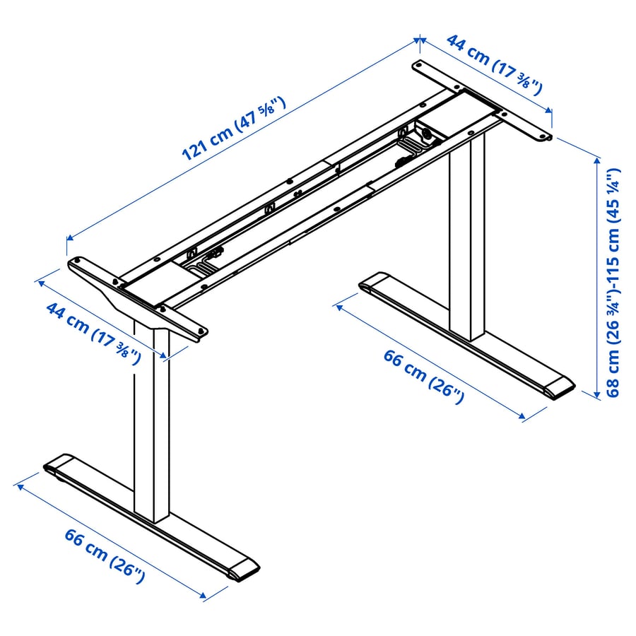 RODULF underframe sit/stand f table top, white, 140x80 cm IKEA