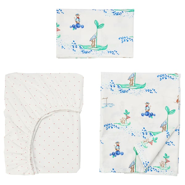 Rodhake Sailing Mouse 3 Piece Bedlinen Set For Cot 70x140 Cm Ikea