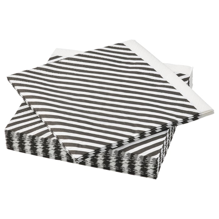 RÖDKNOT paper napkin, striped white/black, 33x33 cm IKEA