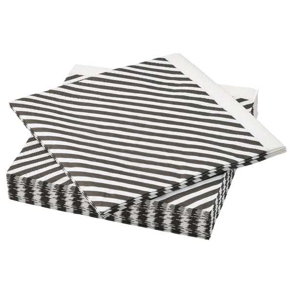 RÖDKNOT paper napkin, striped white/black, 33x33 cm IKEA