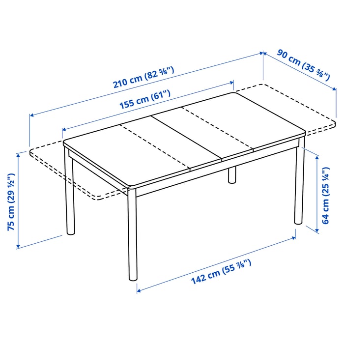 RÖNNINGE extendable dining table, birch, 155/210x90x75 cm IKEA