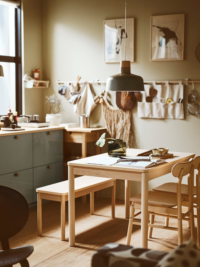 RÖNNINGE Extendable table, birch, 118/173x78 cm IKEA