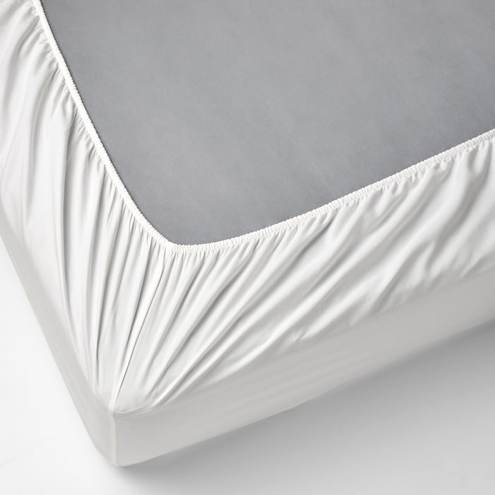 RÖNNVECKMAL White Cotton King Fitted Sheet IKEA