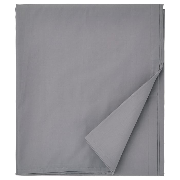 RÖNNVECKMAL Grey Cotton Flat Sheet, 240x260 cm IKEA
