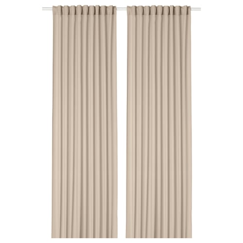 ROSENROBINIA Sheer curtains, 1 pair - beige/with heading tape 145x250 cm