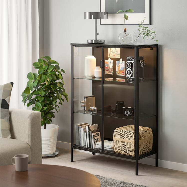 RUDSTA / VAXMYRA Glassdoor with lighting anthracite IKEA