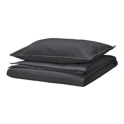 RUNDHAGTORN Duvet cover and pillowcase, anthracite, 150x200/50x80 cm