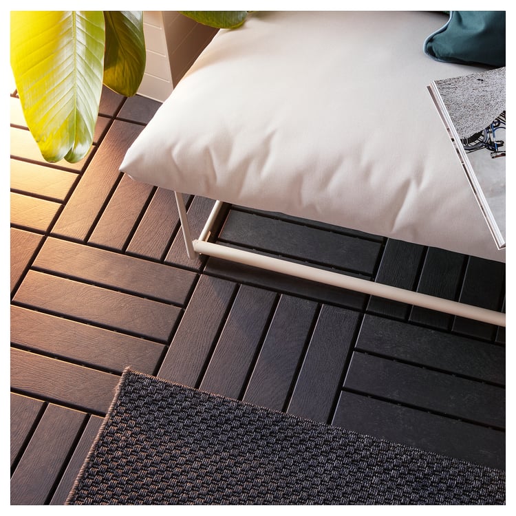 RUNNEN garden decking tiles, dark grey, IKEA
