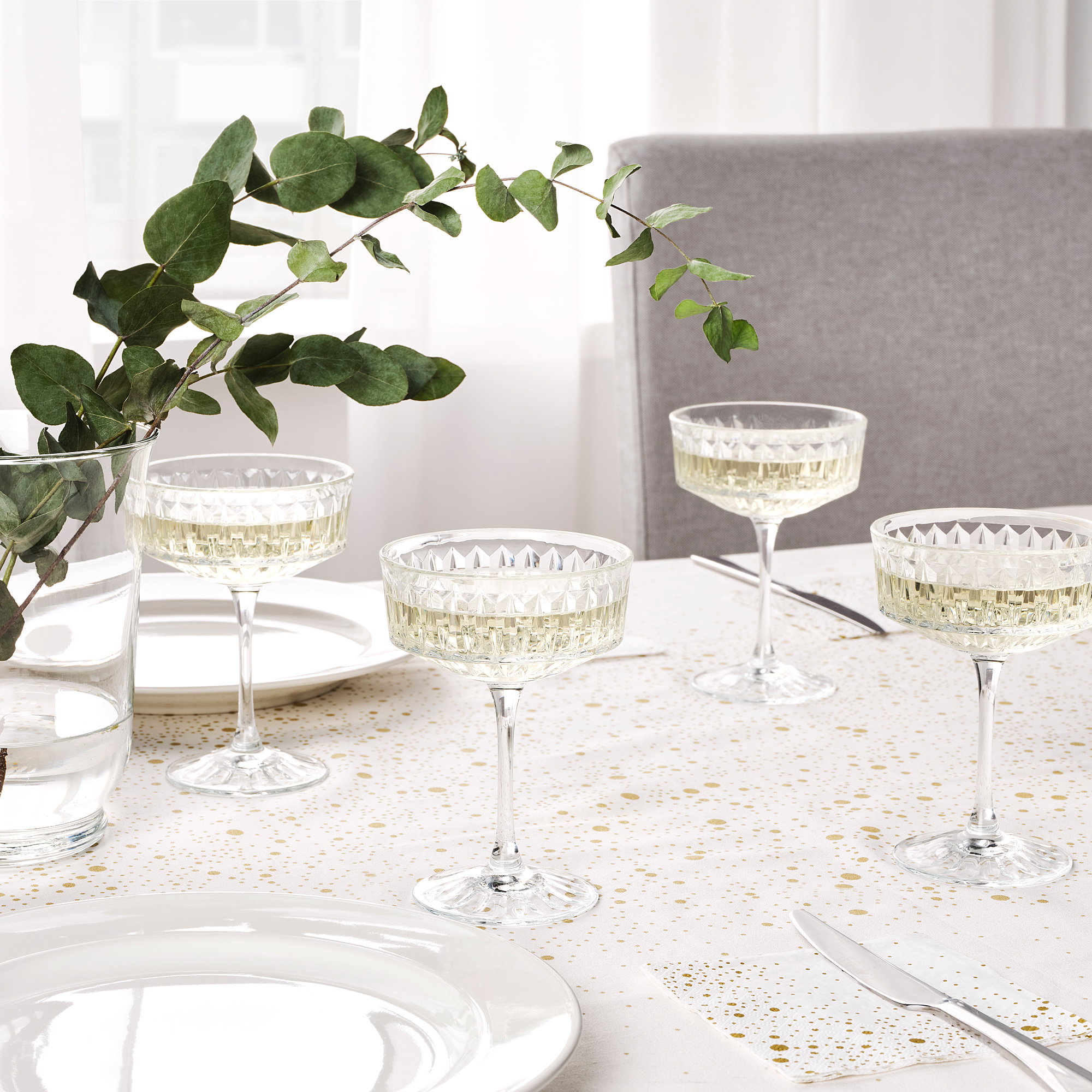 SÄLLSKAPLIG Champagne coupe, clear glass/patterned, 21 cl IKEA