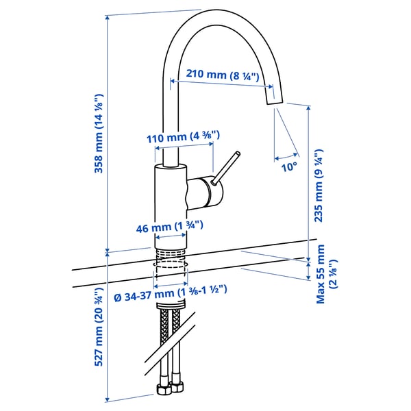 Illustration with measurements for the product: SALLSJÖN.