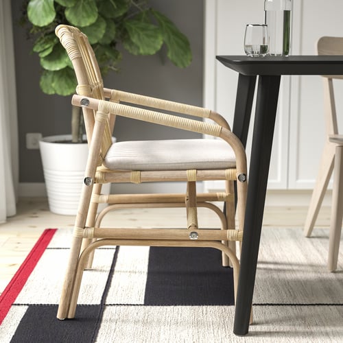 SALNÖ dining chair with armrests, rattan - IKEA UK