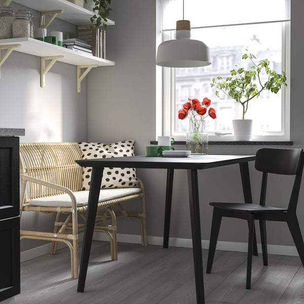 SALNÖ / GRYTTOM Bench with pad, armrests rattan/Gransel natural