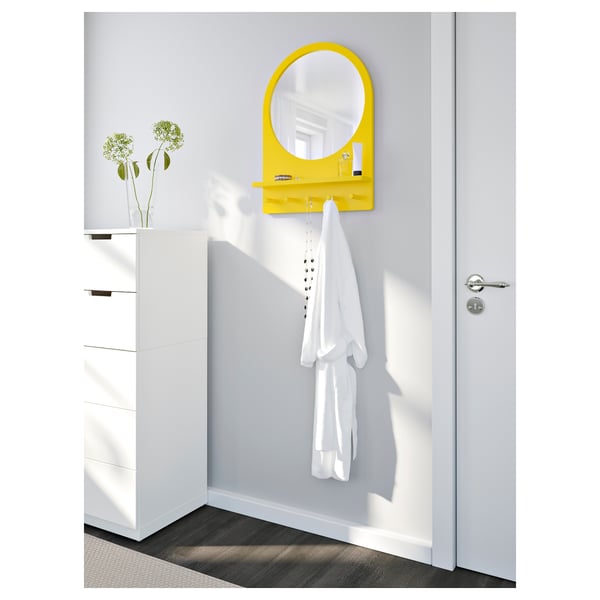Saltrod Yellow Mirror With Shelf And Hooks 50x68 Cm Ikea