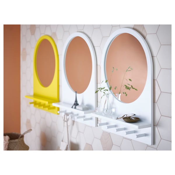 Saltrod Yellow Mirror With Shelf And Hooks 50x68 Cm Ikea