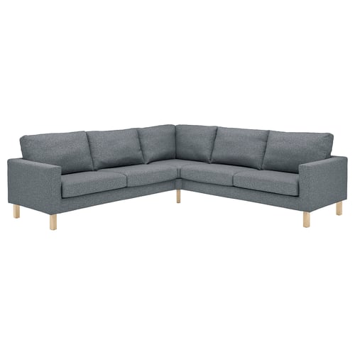 Grey 3-seat corner sofa, modern design, recycled fabric.