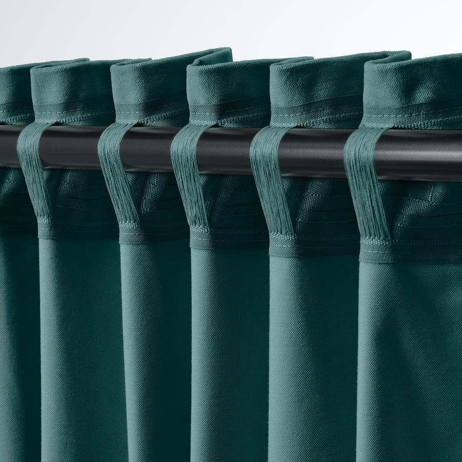 SANELA curtains, 1 pair, dark grey-turquoise/with heading tape, 140x250 ...